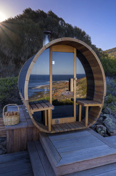 Sauna facing the view